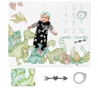 ChicAppeal Meilensteindecke Baby Menss Coperta con motivo Dinosauri, 30 x 40 inch Coperta Mesi Neonato, Tappetino per fare Foto ai Neonati con Formine per Segnare Data, come regalo per la nascita