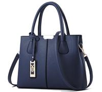 CHICAROUSAL - Borsa da donna, borsetta, borsa a tracolla, in pelle, borsa tote da donna, Blu scuro, Medium