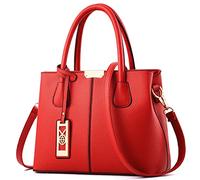 CHICAROUSAL - Borsa da donna, borsetta, borsa a tracolla, in pelle, borsa tote da donna, Rosso, Medium