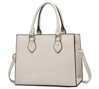 CHICAROUSAL Borse a tracolla e borse per le donne in pelle PU Tote Top Handle Borse a tracolla, Grigio crema