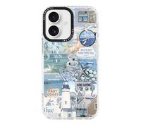 ChiCaseVer Custodia per iPhone 17, collage nostalgico da spiaggia, collage costiero, morbido TPU sottile compatibile con MagSafe e protezione dalle cadute di livello militare e controllo della