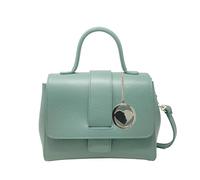 Chicca Borse Borsa Bauletto da donna in pelle, borsa a mano con tracolla (Verde Menta)