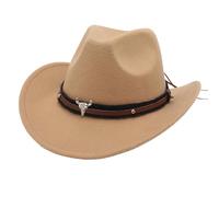 Chicchi di Caffè Con Cioccolato Occidentale Cowboy Stile Cappello Jazz Bowler Cappello Testa Di Mucca Decorazione Stile Etnico Cappello Bacio Cowboy, beige., M