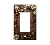 Chicchi di caffè Cucina Singolo Rocker Interruttore Della Luce, Rustico Vintage Cannella Bastoncini Misurini Cucchiai Caduta Marrone Plastica Dimensioni Standard Piatti Decorativi da Parete per Camera