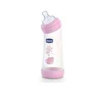 Chicco Benessere Angolato Bambina Biberon, Silicone, Flusso Regolarea, 250 ml, Rosa