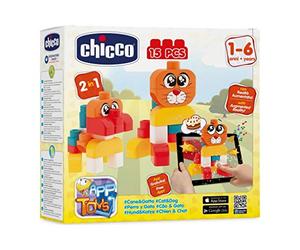 Chicco 2306 - Gioco Costruzioni Cane/Gatto, Set 15 Pezzi