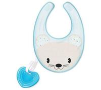 Chicco 3 in 1 Massaggiagengive morbido fresco e bavaglia azzurro 4m+