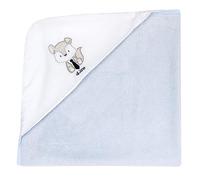 CHICCO Accappatoio neonato modello quadrato con cappuccio color bianco e azzurro con piccola volpe