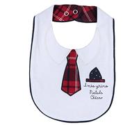 Chicco, Bavaglia con simpatica decorazione di cravatta Primo Natale, First Christmas, Bianco e rosso