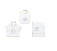 Chicco Bavaglini Set 3 pz STAR Avorio in Cotone Spugna