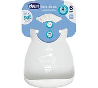 Chicco, Bavaglino Easy Roll, Bavaglia Silicone con Tasca e Colletto Regolabile, Morbida, Pratica, Impermeabile, Facile da Pulire e Lavabile in Lavatrice, Ideale per Neonati 6 Mesi+, Grigio