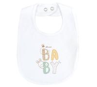 Chicco, Bavaglino stampato, 100% Cotone (Bianco/scitta BABY)