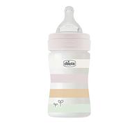 CHICCO Biberon Benessere Flusso Lento, con Tettarella Physio in Morbido Silicone e Finitura Soft Sense, Anticolica, Riduce Rigurgito e Irritabilità, Bottiglia in Plastica da 150 ml, 0 Mesi+, Bambina