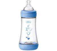 Chicco Biberon Neonato Perfect 5 Biberon Azzurro Flusso Medio 240 ml 2 Mesi+