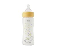 Chicco Biberon Perfect Easy Flusso Lento, con Tettarella Physio in Morbido Silicone e Finitura Soft Sense, Anticolica, Riduce Rigurgito e Irritabilità, Bottiglia in Vetro da 240ml, 0 Mesi+, Neutro