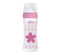Chicco Bineron Benessere in Plastica Bambina, Tettarella in Silicone, Flusso Medio, 250 ml, Rosso