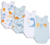 Chicco, Body Neonato e Neonata, Set di 4 Body Senza Maniche, in 100% Cotone, con Comoda Apertura, Abbigliamento Neonato 0-3 Mesi, Idee Regalo Nascita