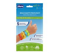 Chicco Braccialetti Profumati alla Citronella per Bambini e Adulti, Colorati e Divertenti, Ideali per Polsi e Caviglie, Fragranza Naturale di Origine Vegetale, Confezione Multipack da 5 Pezzi