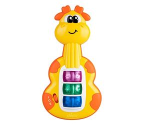 Chicco Chitarra Giraffa, Baby Senses, Bilingue, Primo gioco parlante musicale, Facile da Afferrare, Con 3 Tasti per imparare la prime Note Musicali, Lettere e Parole in Italiano e Inglese, 6-36 mesi