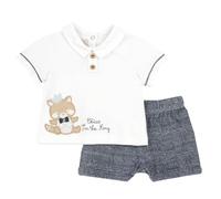 Chicco, Completo Neonato con T-shirt e Pantaloncini Eleganti, con Apertura sulla Schiena con Bottoncini, con Grafiche Moderne e alla Moda, in Cotone, Lavabile in Lavatrice, 0-24 Mesi, Designed in Italy