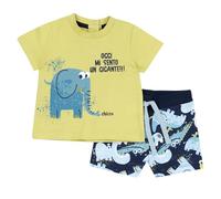 Chicco, Completo Neonato con T-shirt e Pantaloncini Corti, con Apertura sulla Schiena con Bottoncini, con Grafiche Moderne e alla Moda, in Cotone, Lavabile in Lavatrice, 0-24 Mesi, Designed in Italy