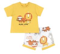 Chicco, Completo Neonato con T-shirt e Pantaloncini Corti, con Apertura sulla Schiena con Bottoncini, con Grafiche Moderne e alla Moda, in Cotone, Lavabile in Lavatrice, 0-24 Mesi, Designed in Italy