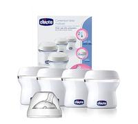 Chicco Contenitori Latte Materno, 4 Contenitori Multiuso Con Tettarella inclusa, Conserva il Latte, Chiusura Con Tappo Ermetico, Adatto a Frigo e Freezer, Natural Feeling, 0m+