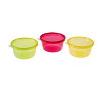 Chicco Contenitori Tondi per Freezer, in Plastica Resistente, Utilizzabili in casa e in Viaggio, Con Coperchio, Impilabli, 3 Pezzi, Colori Assortiti, Lavabili in Lavastoviglie