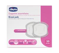 Chicco Coppette Assorbilatte Giorno e Notte, con Antibatterico, Ultra-Assorbenti, Morbide e Traspiranti, con Striscia Adesiva per Fissare le Coppette in Posizione, Design Discreto, 30 Pezzi, Bianco