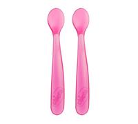 Chicco Cucchiaio in morbido silicone rosa 6m+ - Cucchiaio per iniziare lo svezzamento, 2 pezzi