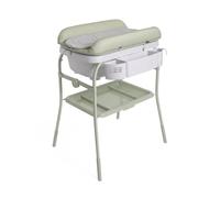 Chicco Cuddle & Bubble Vaschetta Bagnetto Fasciatoio Neonato Ergonomico con Materassino e Morbido Riduttore, Altezza Regolabile, Chiusura Compatta, Parent Organizer, Max 11kg, Grigio e verde