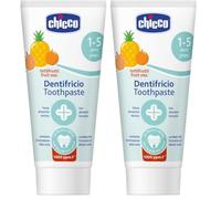 Chicco Dentifricio Bambini Tuttifrutti, Bassa Abrasività, con Betaina e Vitamina E, Contrasta la Formazione delle Carie e Rimuove la Placca, 12+ Mesi - 50 ml (Confezione da 2)