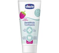 Chicco Dentifricio Bambini alla Fragola Delicato sui Dentini, Bassa Abrasività, con Fluoro e Xilitolo, Senza Conservanti, Contrasta la Formazione delle Carie e Rimuove la Placca - 50 ml, 1+ Anni