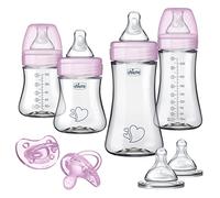 Chicco Duo Newborn Hybrid Baby Bottle Starter Gift Set with Invinci-Glass Inside/Plastic Outside - Rosa