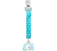 CHICCO Fashion Clip Portaciuccio Catenella Porta Succhietto Neonato Universale con Nastro 0+ Mesi colore Azzurro