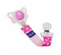 Chicco Fashion Clip Salvasucchietto Con Nastro, Clip Salvasucchietto Universale, Per Agganciare Ciucci, Catenella Porta Succhietto, Porta Ciuccio Neonato, Catenella Porta Ciuccio, Rosa, 0 Mesi+