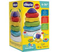 Chicco Torre Anelli 2in1 Gioco Impilabile, Centro attività, Gioco Forme Incastri e Texture Differenti, Sviluppo Manualità e Coordinazione, Regalo Bambino, 6-36 Mesi