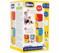 Chicco Cubi Multiattività 2in1, Set di 4 Blocchi Colorati degli Animali, da impilare per Un Divertimento sensoriale, attività manuali e logiche, Giocattolo per Bambini, 10-36 Mesi