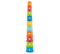 Chicco Gioco Tazze Impilabili, Gioco Forme e Incastri, 10 Tazze con Dimensioni e Colori Diversi da Impilare, con Numeri da Ordinare, Sviluppa La capacità di Associazione Logica, 9-36M