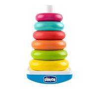Chicco Gioco Torre Anelli, gioco con base oscillante al tocco e 6 anelli colorati impilabili, giocattolo per bambini, 9-36 mesi