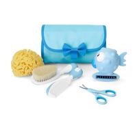 Chicco Il mio primo beauty azzurro - Set igiene per il bagnetto e la cura del neonato, 5 pezzi