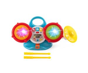 Chicco La mia Prima Batteria, Gioco Musicale elettronico, Due Tamburi e Un cimbalo,2 Bacchette Incluse, Oltre 35 Suoni e Melodie, 5 Livelli di Volume, luci Colorate, 3 modalità di Gioco, 18-36 Mesi