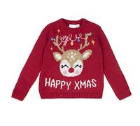 Chicco Maglione Natale neonata 18 Mesi - 86 cm Color Rosso con Renna Glitter e Merry Christmas