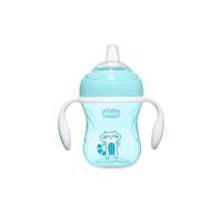 CHICCO Tazza Transition Cup Bicchiere Antigoccia 200 ml con Beccuccio Ergonomico in Silicone 4+ Mesi colore Azzurro - 69112