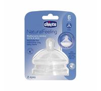 Chicco Natural Feeling 6m+ - Tettarella anticolica in silicone per il flusso pappa, 2 pezzi