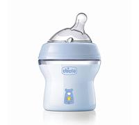 CHICCO Natural Feeling Biberon Anticolica 150 ml Flusso Lento 0+ Mesi con Tettarella in Silicone Morbida e Flessibile colore Azzurro