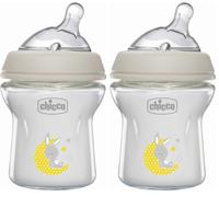 Chicco Natural Feeling Biberon Anticolica 0 Mesi + da 150 ml in Vetro, Biberon con Tettarella in Silicone Morbida e Flessibile, Adatto per Allattamento Misto, Flusso Lento, Colore Neutro