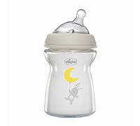Chicco Natural Feeling Biberon Anticolica 0 Mesi + da 250 ml in vetro, Biberon con Tettarella in Silicone Morbida e Flessibile, Adatto per Allattamento Misto, flusso lento, Colore Neutro