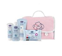 Chicco Natural Sensation Set per Cambio Pannolino e Bagnetto con Beauty Case in Cotone Rosa