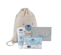 Chicco Gift Set Cambio Natural Sensation, Set Regalo, Cambio pannolino, Fasciatoio, Pasta Lenitiva, Salviettine Detergenti e Zainetto in cotone